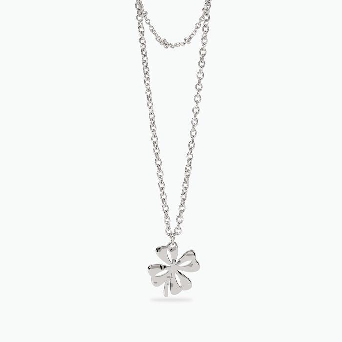 Collana con doppia catena e quadrifoglio Style 57