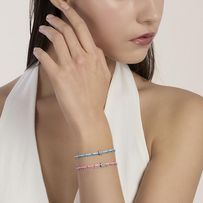 Bracciale con catene in acciaio e turchese Style 76