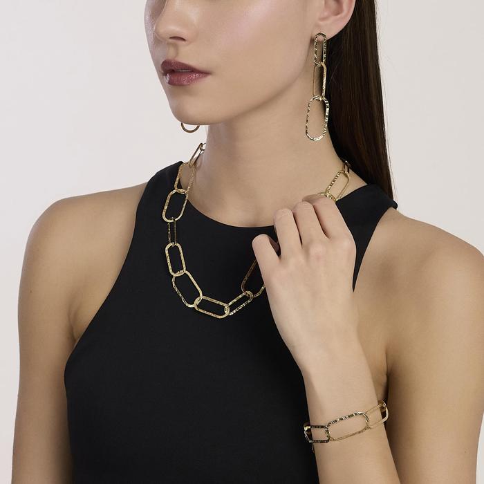 Collana con maglie dorate martellate Style 83