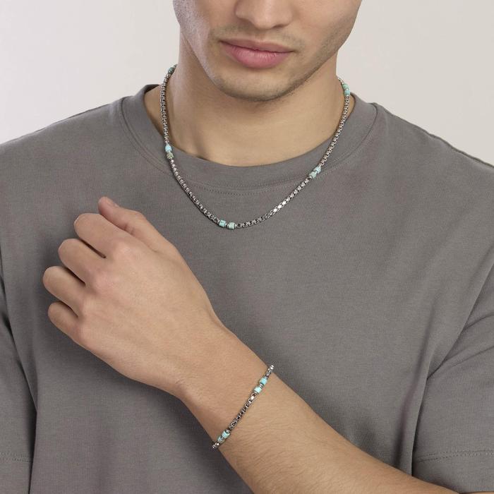 Collana in acciaio e diaspro azzurro Style 03