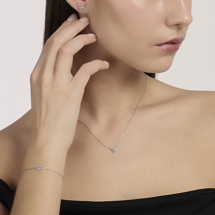 Bracciale in argento con catena forzatina e farfalla VOILÀ