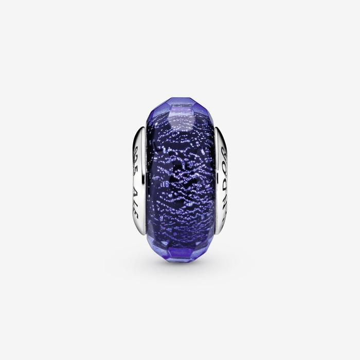 Breloque en verre de Murano bleu irisé