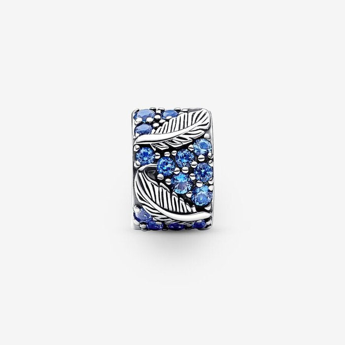 Charm Clip Plumes et Pavé Bleu