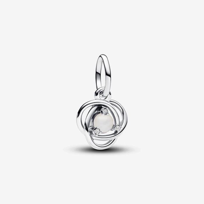 Charm Pendente Cerchio Eterno Bianco Madreperla Artificiale Giugno