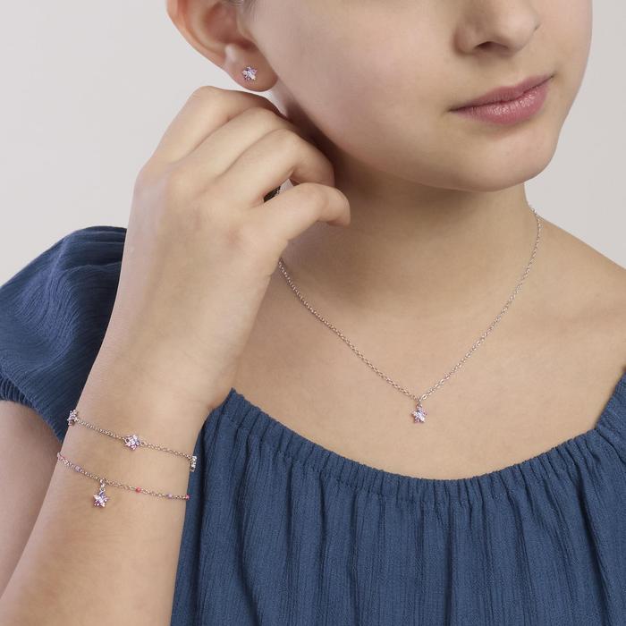 Bracciale bambina con fiore rosa FUN FLOWER
