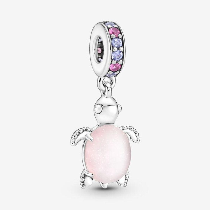 Pendentif tortue de mer rose en verre de Murano
