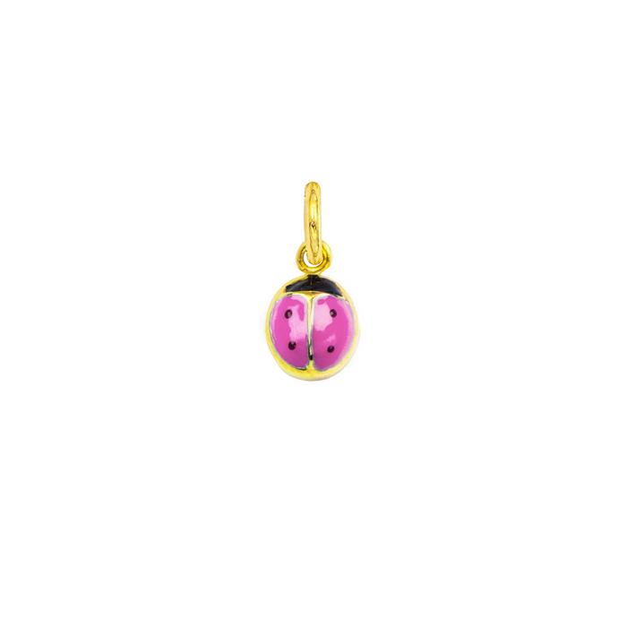 Charm Coccinella in Oro e Smalto Rosa