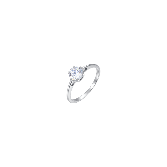 ANELLO DONNA IN ACCIAIO CON CRISTALLO BIANCO - TAGLIA 10