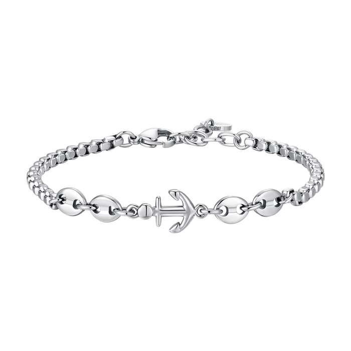 BRACCIALE UOMO IN ACCIAIO CON ANCORA ED ELEMENTI IN ACCIAIO