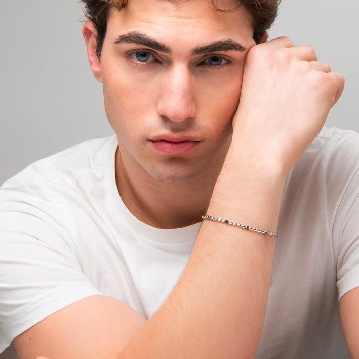 BRACCIALE UOMO IN ACCIAIO CON ELEMENTI IN EMATITE NERA