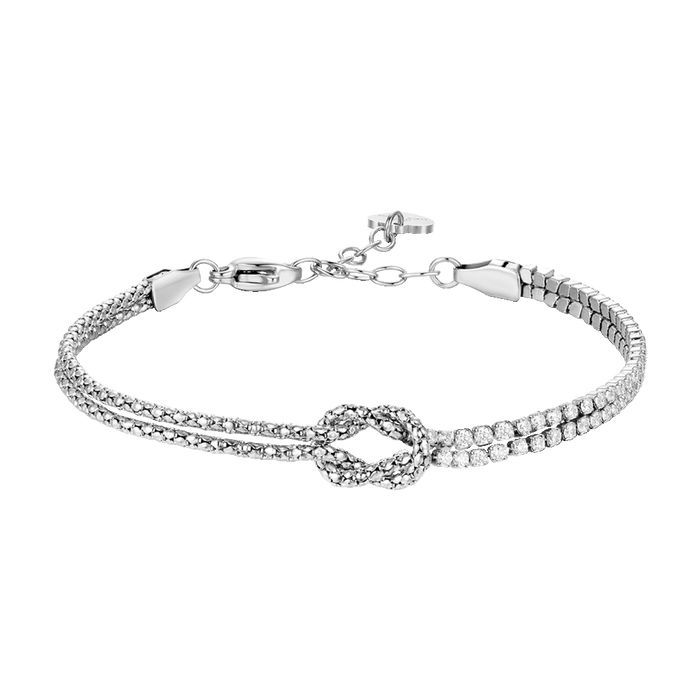 BRACCIALE DONNA IN ACCIAIO CON NODO E ZIRCONI BIANCHI
