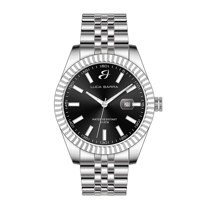 MONTRE EN ACIER POUR HOMME AVEC LUNETTE MOLETÉE