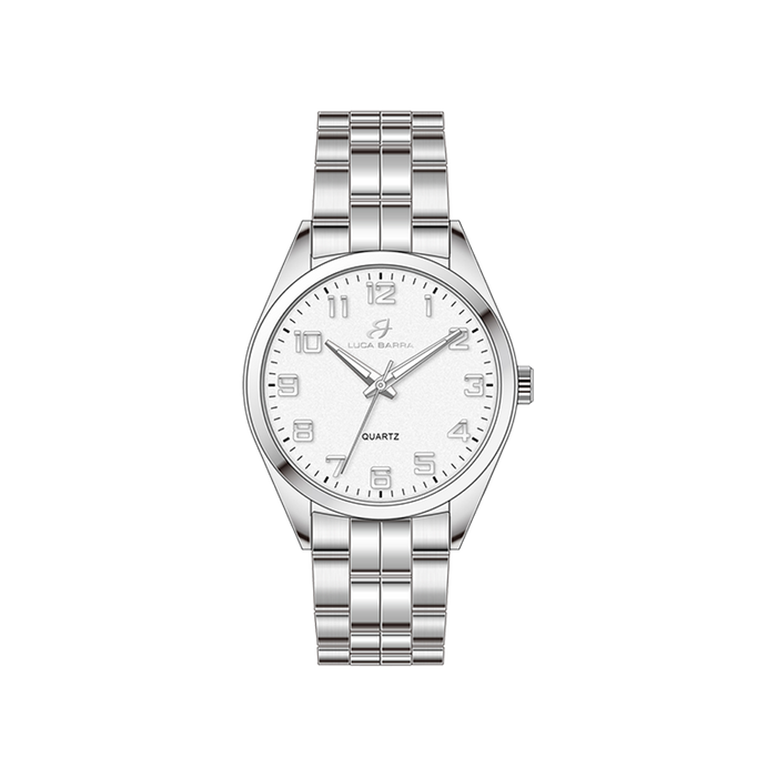 MONTRE HOMME EN ACIER CADRAN BLANC