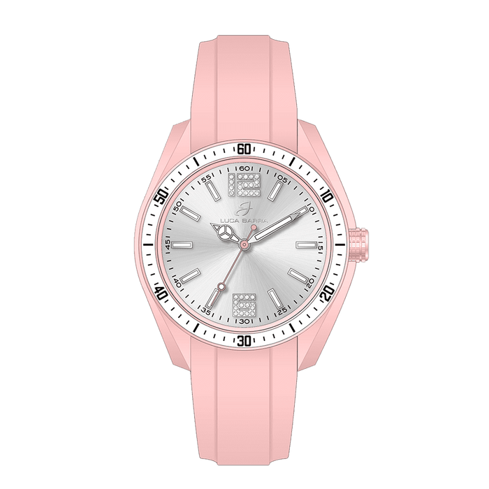 MONTRE FEMME EN SILICONE ROSE ET BLANC