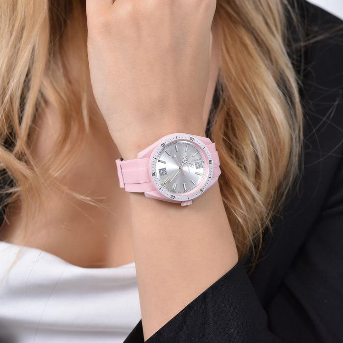 MONTRE FEMME EN SILICONE ROSE ET BLANC