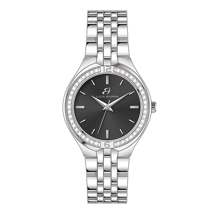 MONTRE FEMME EN ACIER AVEC CADRAN NOIR