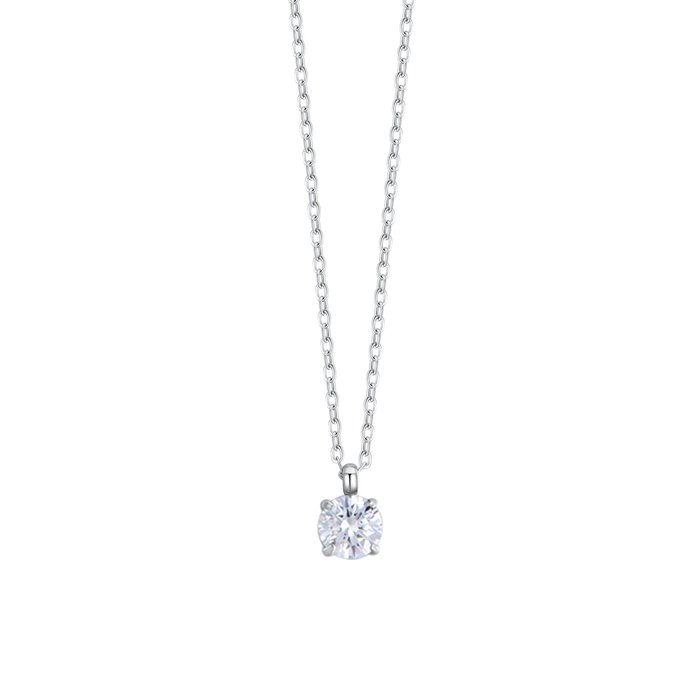 COLLANA DONNA IN ACCIAIO  CON CRISTALLO BIANCO