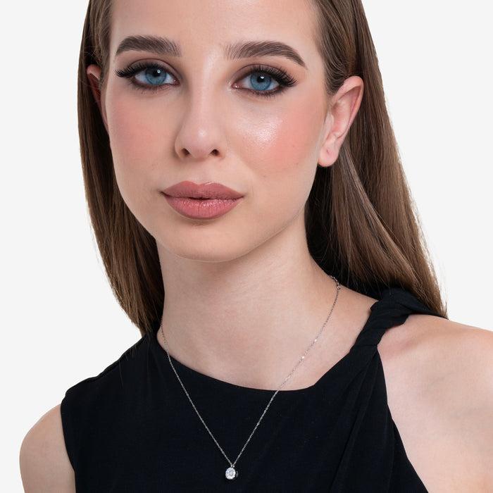 COLLANA DONNA IN ACCIAIO  CON CRISTALLO BIANCO