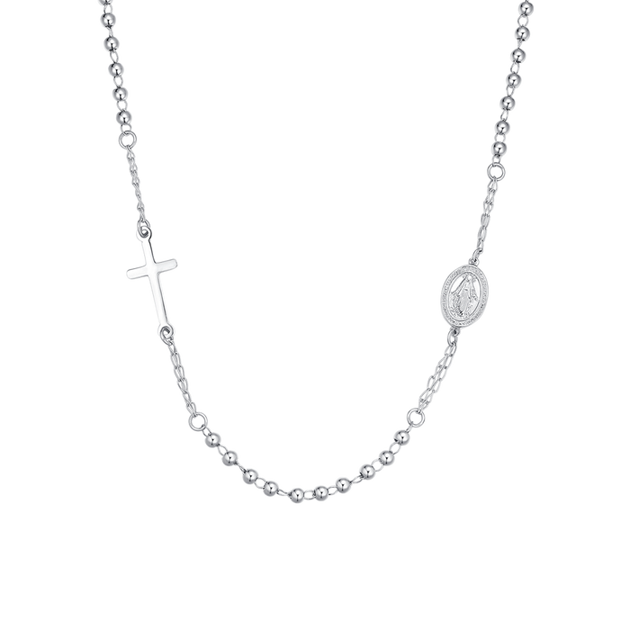 COLLANA DONNA ROSARIO IN ACCIAIO