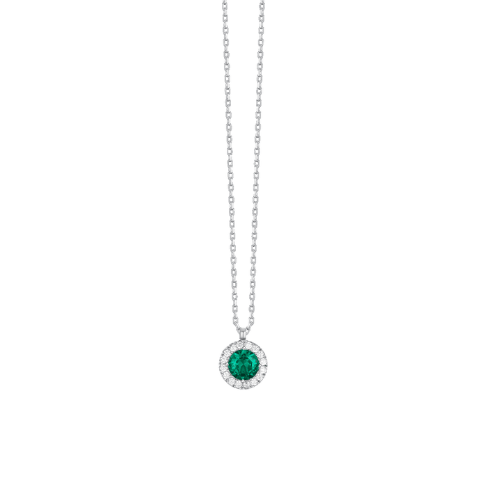 COLLANA DONNA IN ACCIAIO CON ELEMENTO CON ZIRCONI VERDI E BIANCHI