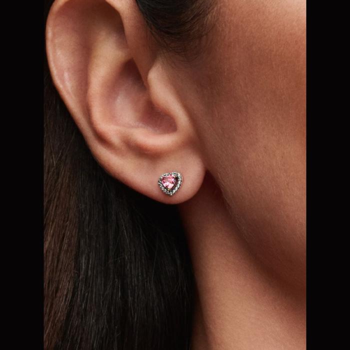 Pink Embossed Heart Earrings