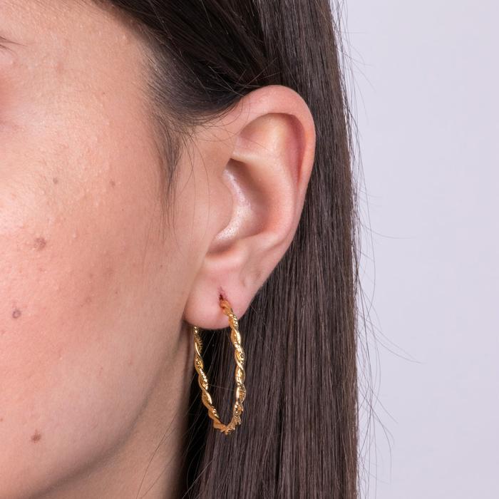 Boucles d'oreilles cercle torsadé en argent 925 plaqué or