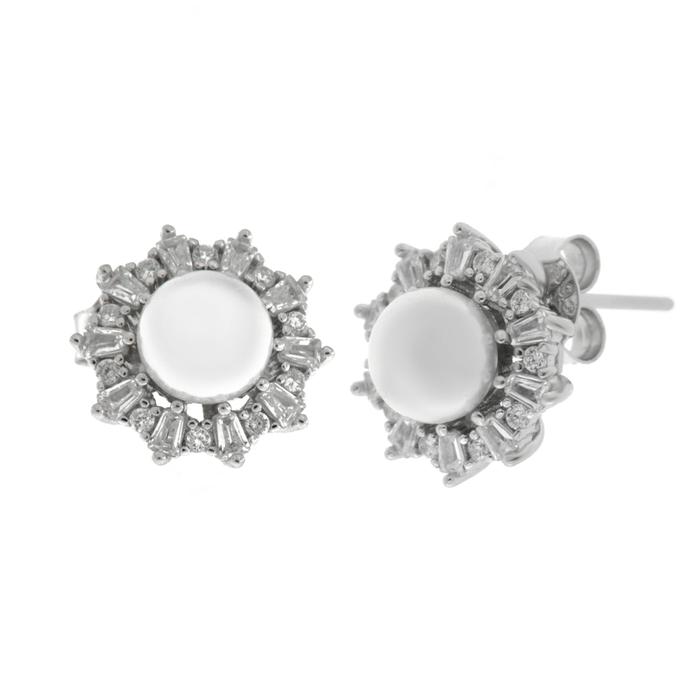 Orecchini in Argento 925 con perla impreziosita da zirconi