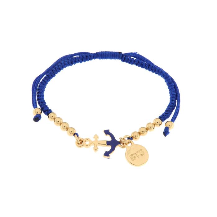 Bracciale in Metallo con ancora e cordino blu