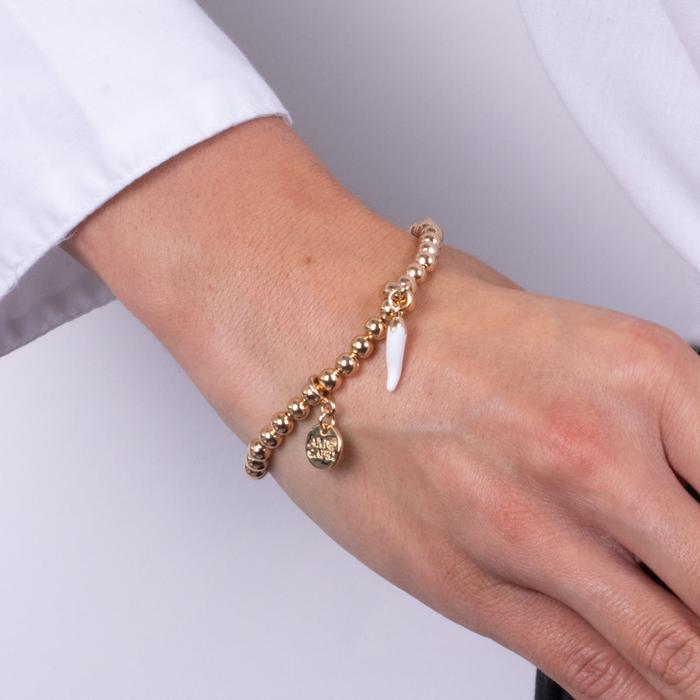Bracelet en métal avec corne blanche