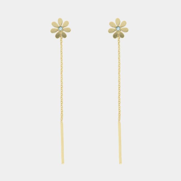 Boucles d'oreilles longues en argent 925 avec fleurs