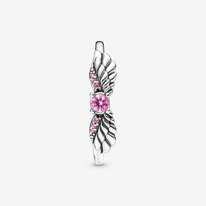 Bague ailes d'ange avec pierre rose