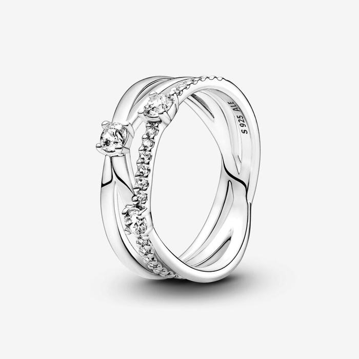 Bague à triple bande en pierre