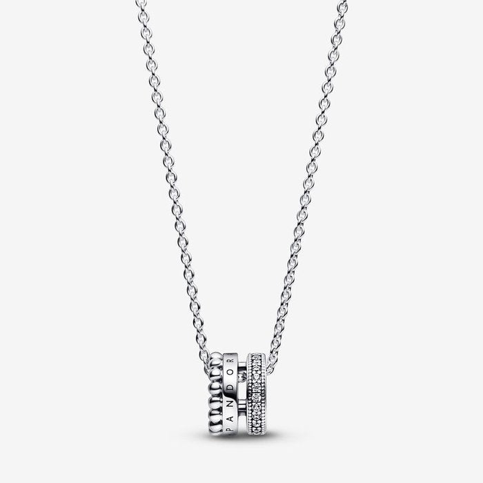 Collier avec logo, pavé et sphères