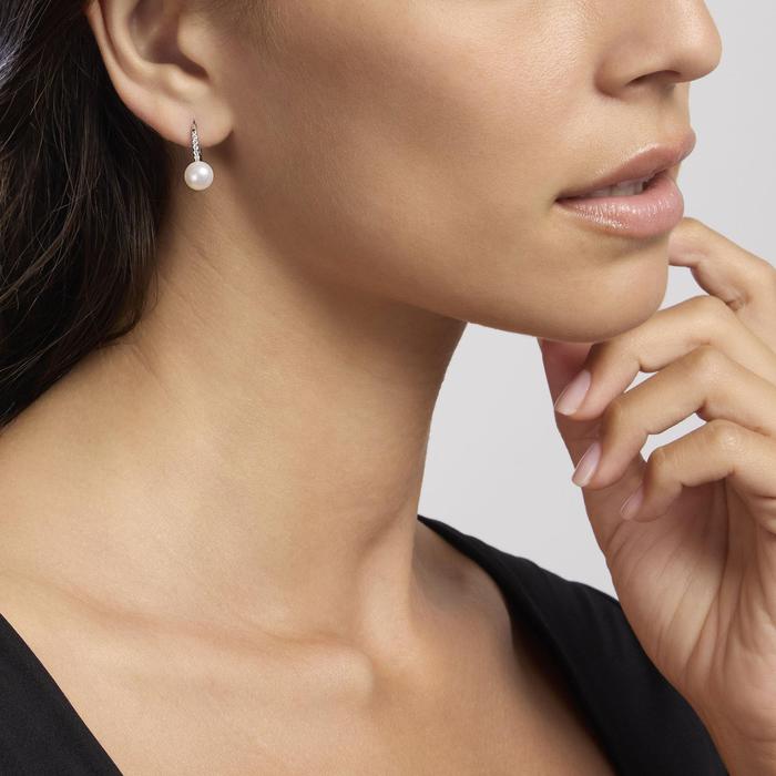 Silver earrings with pearls and zircons WEDDING INVITATION