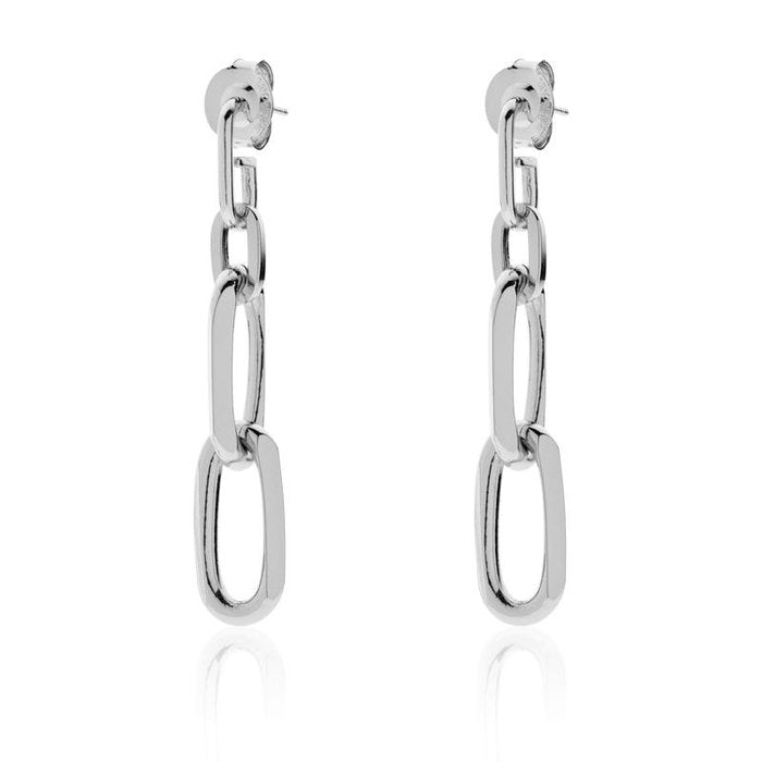 Boucles d'oreilles en bronze plaqué argent avec chaîne forzatina