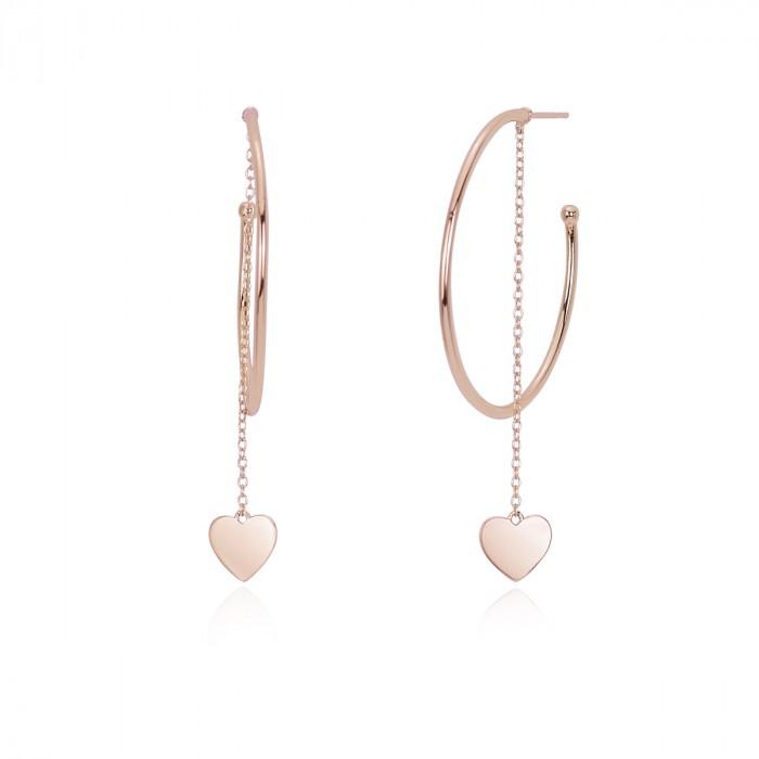 Orecchini boccolo rosè pendente cuore - steampuhousenkstore.com