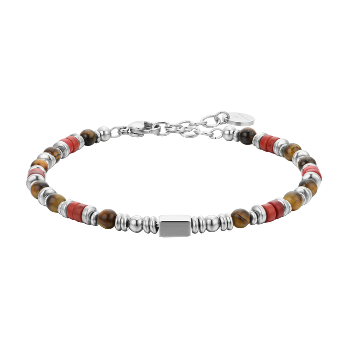 BRACELET HOMME EN ACIER AVEC PIERRES ŒIL DE TIGRE