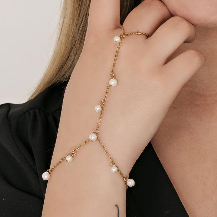 BRACELET FEMME KISSING EN ACIER AVEC PERLES BLANCHES
