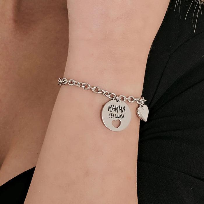 BRACELET ACIER FEMME "MAMAN TU ES UNIQUE"