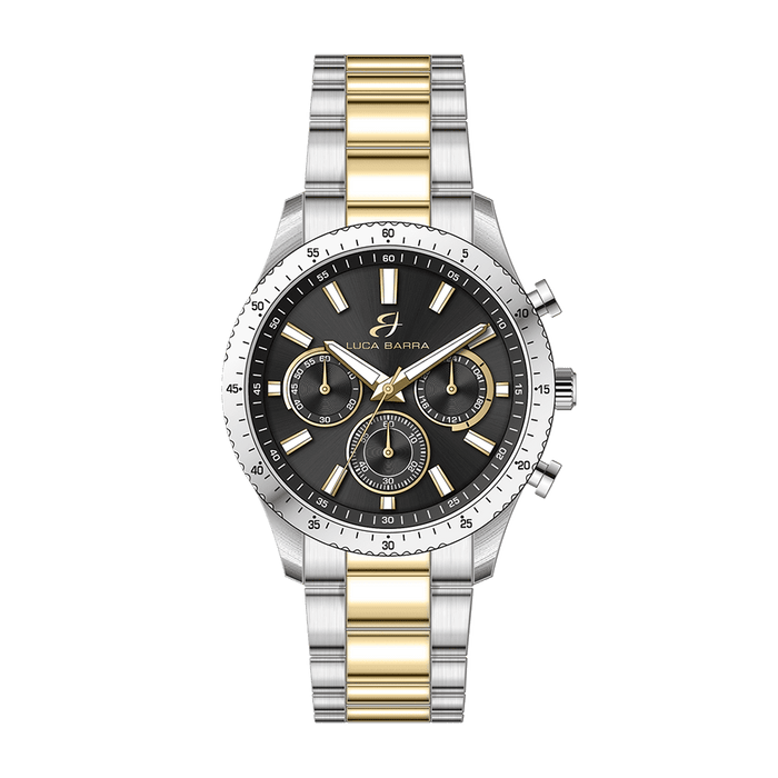 MONTRE HOMME EN ACIER AVEC LUNETTE NOIRE