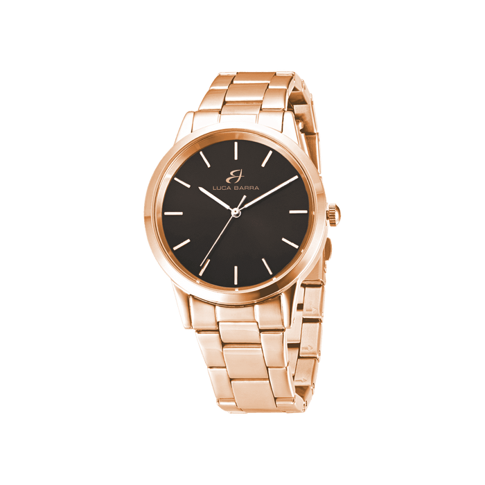 MONTRE EN ACIER IP ROSE AVEC CADRAN MARRON, BRACELET IP ROSE