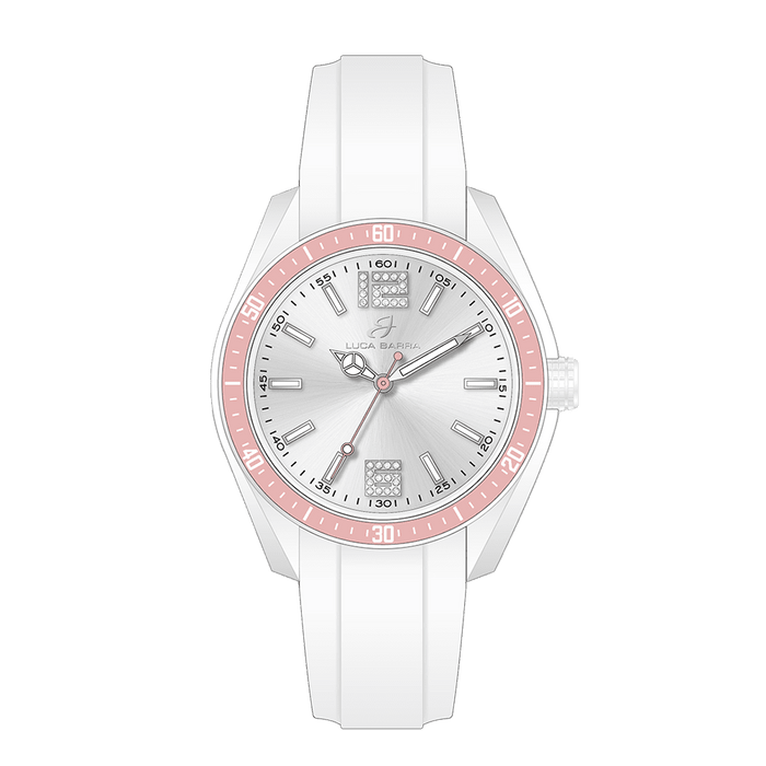 MONTRE FEMME EN SILICONE BLANC ET ROSE