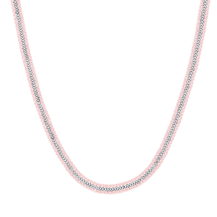 COLLANA  TENNIS DONNA IN ACCIAIO CON CRISTALLI ROSA