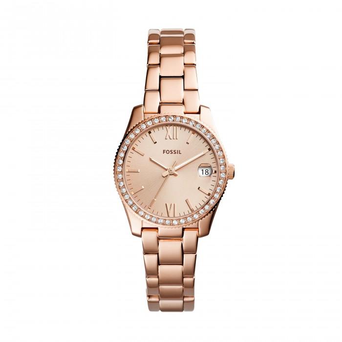 Orologio Scarlette a tre sfere in acciaio inossidabile tonalità oro rosa con datario - steampuhousenkstore.com