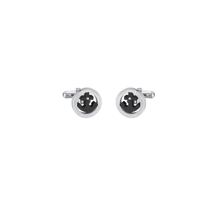 MEN'S CUFFLINKS IN STEEL ANCHOR BLACK IP