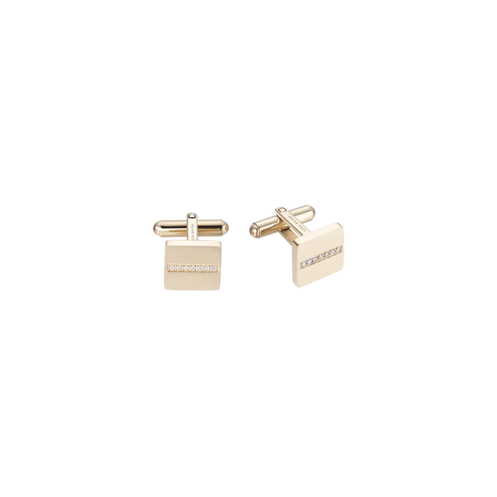 MEN'S CUFFLINKS IN IP GOLD STEEL WITH WHITE CRYSTALS
