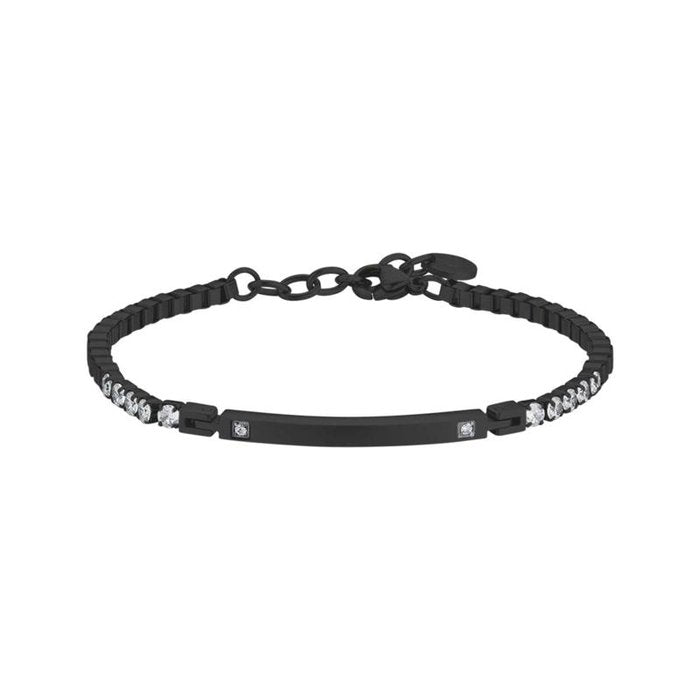 Bracelet en acier IP noir avec cristaux blancs