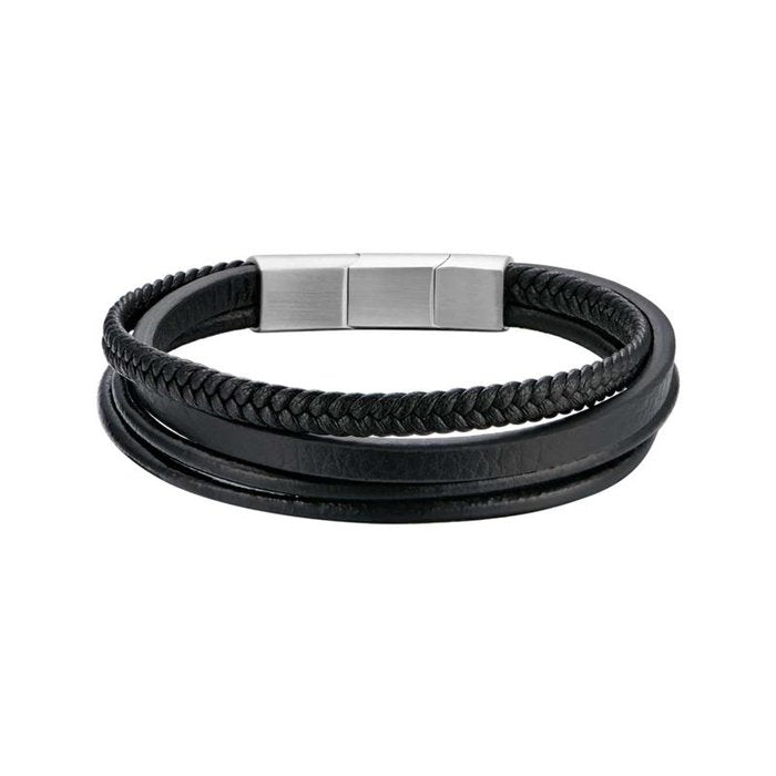 Bracelet en similicuir noir