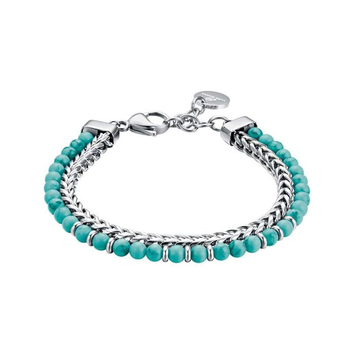 Bracelet en acier avec pierres bleues