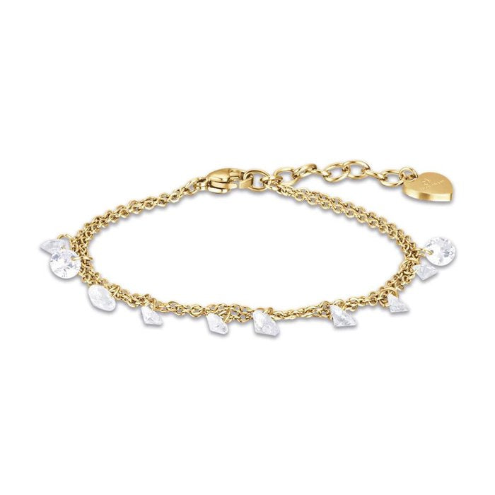 Bracelet en acier doré IP avec cristaux blancs